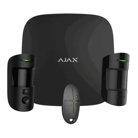 Kit de alarma profesional - Certificado Grado 2 - Comunicación Ethernet y dual SIM GPRS - Inalámbrico 868 MHz Jeweller y Wings - Ajax Hub 2