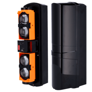 Detector de barrera por infrarrojos  - Compatible con Transmitter o DoorProtect Ajax - Cableado | 4 haces | Función AND y OR - Alcance máx. de detección 100 / 300 m - Doble Tamper | Salida de alarma - Alimentación a pilas