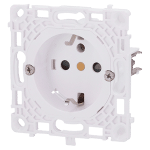 Enchufe básico tipo F - Alimentación 250 V AC 50/60 Hz - Hasta 3.6 kW (carga resistiva a 250 V) - Protección contra polvo y salpicaduras - Anti inserción de objetos - Sin control remoto