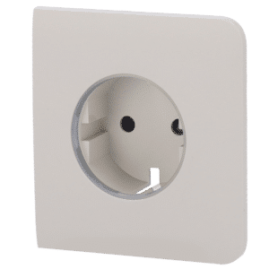 Tapa lateral para enchufe inteligente tipo F - Compatible con AJ-OUTLETCORE-SMART - Indicador LED sobre estado del enchufe y consumo - Botón táctil para control manual - Retroalimentación LED - Color ostra