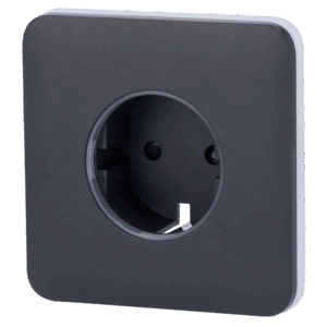 Tapa frontal para enchufe inteligente tipo F - Compatible con AJ-OUTLETCORE-SMART - Indicador LED sobre estado del enchufe y consumo - Botón táctil para control manual - Retroalimentación LED - Color grafito