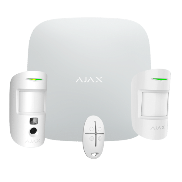 Kit de alarma profesional - Certificado Grado 2 - Comunicación Ethernet y dual SIM GPRS - Inalámbrico 868 MHz Jeweller y Wings - Ajax Hub 2