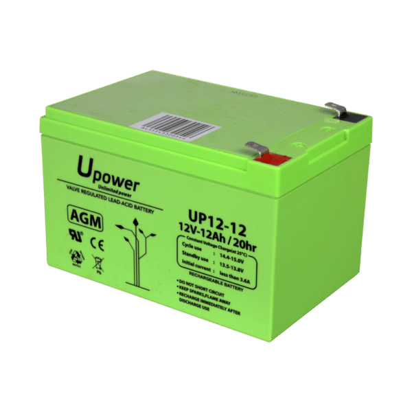 Upower - Batería recargable - Tecnología plomo ácido AGM - Voltaje 12 V - Capacidad 12.0 Ah - 101 x 151 x 98 / 3800 g - Para respaldo o uso directo