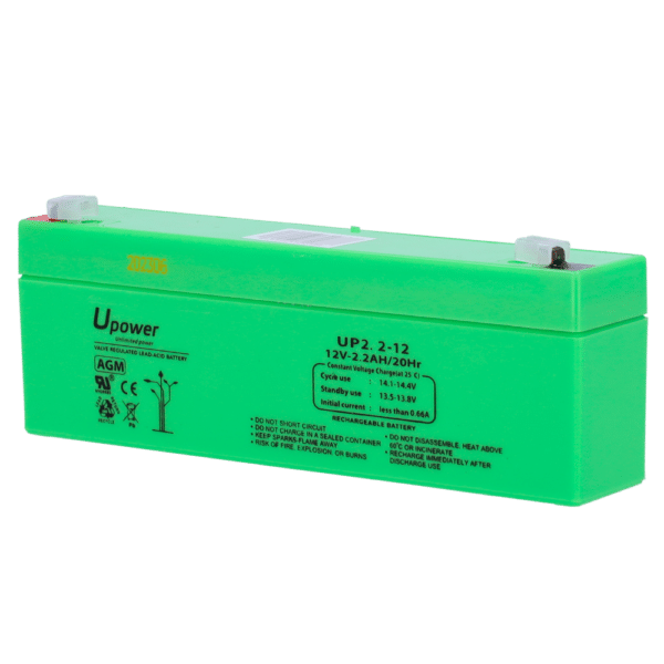 Upower - Batería recargable - Tecnología plomo ácido AGM - Voltaje 12 V - Capacidad 2.2 Ah - 66 x 178 x 35 mm/ 960 g - Para respaldo o uso directo