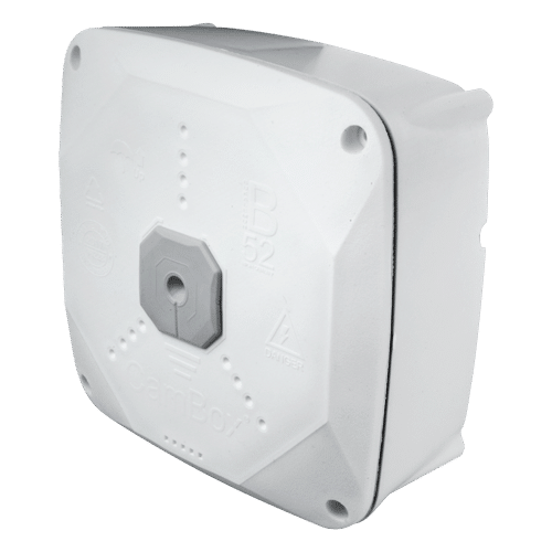 Caja de conexiones - Para cámaras domo - Doble sellado para exterior - Nivel de agua para correcto posicionamiento - Imán interior para fijar tornillos - Fabricada en plástico | Color blanco