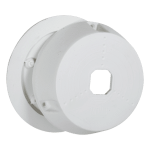 Caja de conexiones  - Para cámaras domo - Apto para uso exterior - Instalación en techo o pared - Fabricado en plástico - Color blanco
