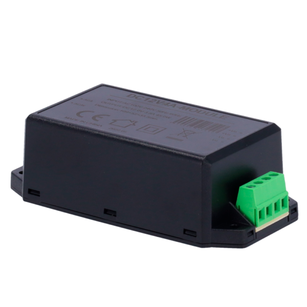 Adaptador de Corriente  - Salida DC 12 V 3.8 A  - Entrada  AC100-240 V 50/60 HZ - 109 x 52 x 33.5 mm - Protección: Sobrecarga/Sobrevoltaje - Color negro