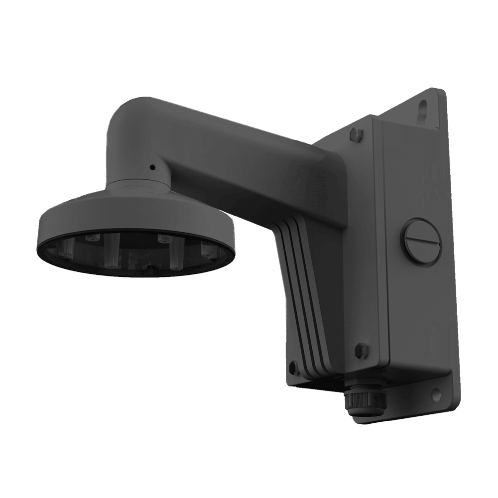 Soporte de pared con caja de conexión - Apto para domo - Apto para uso en exterior - Color negro - Pasador de cables