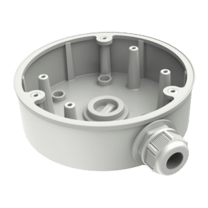 Caja de conexiones - Para cámaras domo - Apto para uso exterior - Instalación en techo o pared - Pasador de cables - Color blanco