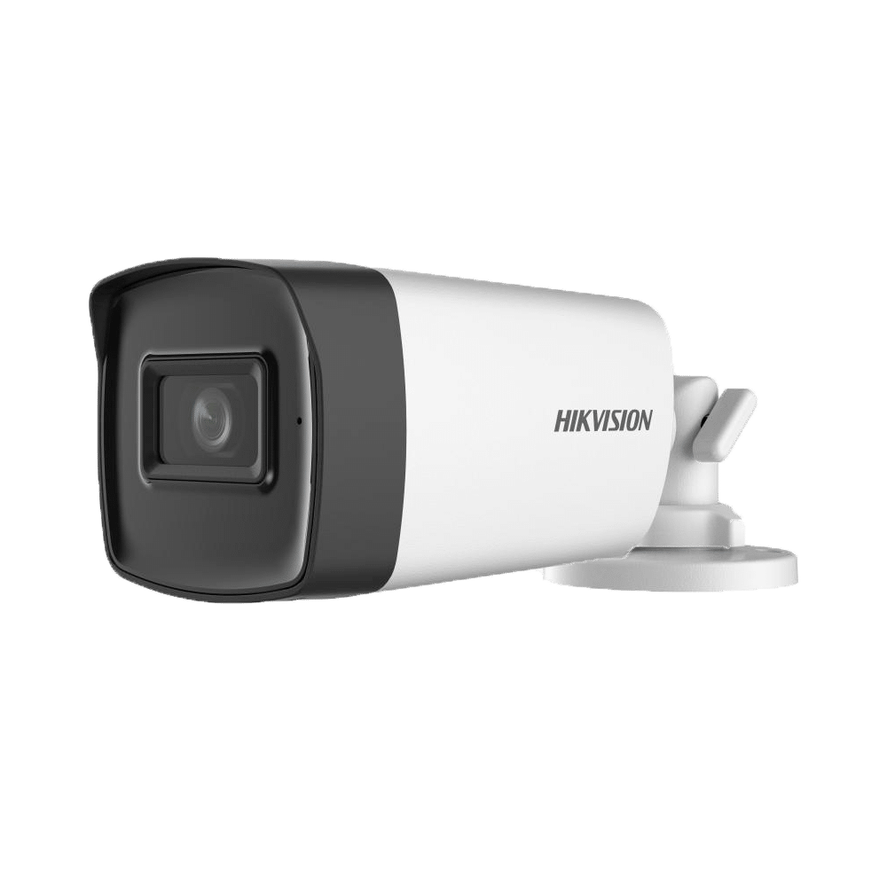 Hikvision - Cámara Bullet 4en1 Gama CORE - Resolución 5 Megapíxel (2560x1944) - Lente 2.8 mm - IR Alcance 40 m | Impermeable IP67 - Audio sobre coaxial | Micrófono integrado