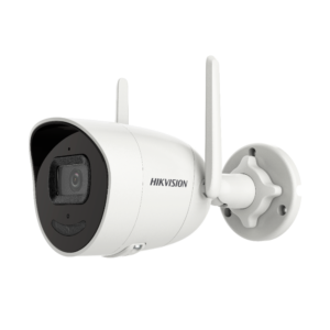 Hikvision - Cámara Bullet  IP gama Wi-Fi - Resolución 2 Megapíxel (1920x1080) - Lente 2.8 mm | Wi-Fi IEEE802.11b/g/n - IR alcance 30 m | Micrófono y altavoz integrados - Ranura para tarjeta MicroSD hasta 512 GB