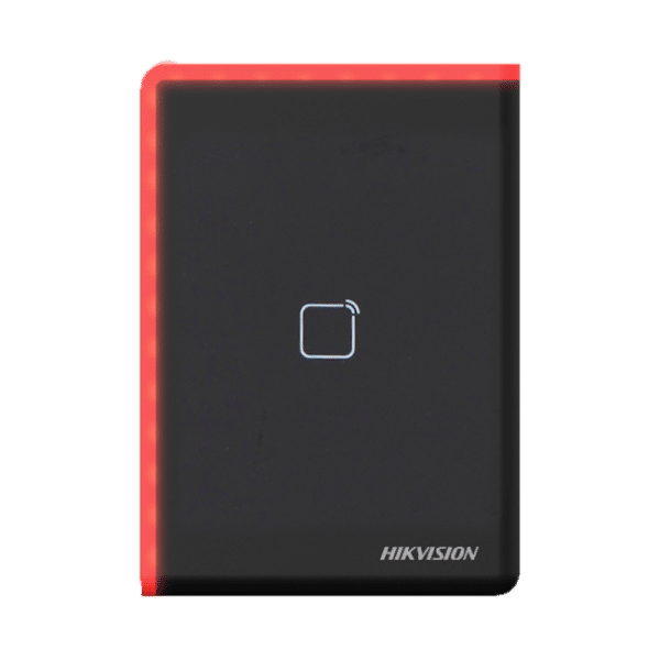 Lector de acceso - Acceso por tarjeta MF - Indicador LED y acústico - Wiegand 26/34 | RS485 - Compatible con controladoras Hikvision - Apto para exterior IP65