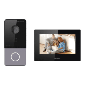 Kit de videoportero - Tecnología IP & WiFi - Placa y monitor | Permite 16 monitores más - Lector MF | PoE - App móvil P2P (activación desde placa) - Montaje sobre superficie | IP65