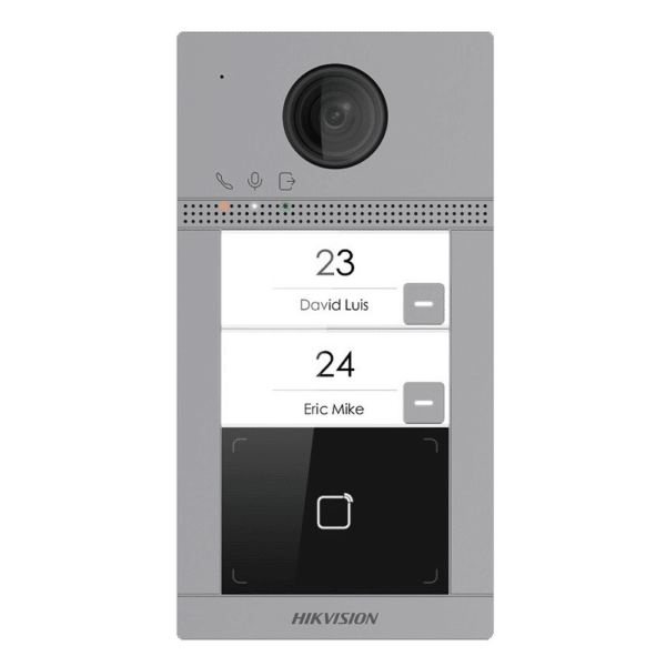 Videoportero IP WiFi 2 apartamentos - Cámara 2 Mpx | Audio bidireccional - Apertura con tarjeta MF | 2 relés - App móvil con o sin monitor - Apto para exterior IP65 | IK08 - Montaje en superficie | PoE
