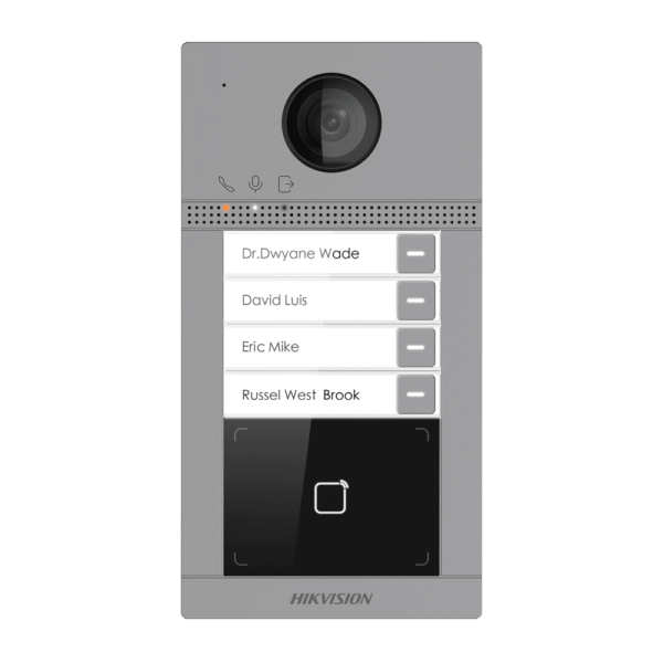 Videoportero IP WiFi 4 apartamentos - Cámara 2 Mpx | Audio bidireccional - Apertura con tarjeta MF | 2 relés - App móvil con o sin monitor - Apto para exterior IP65 | IK08 - Montaje en superficie | PoE