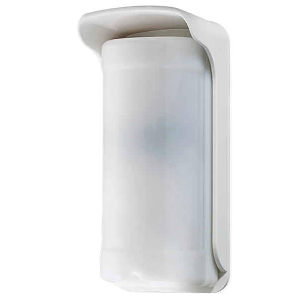 Detector exterior Duevi bajo consumo - Preparado para integrar transmisor de terceros - Doble PIR por cada lado y doble PIR frontal - Cobertura total 180º / Antimasking - Alimentación con 2 pilas CR123A - Uso exterior IP54 / Antivandálico IK10