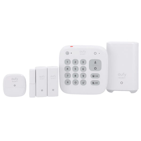 Kit de alarma Eufy by Anker - HomeBase WiFi/LAN/RF - Teclado independiente con batería - 2 sensores de apertura inalámbricos - 1 detector de presencia PIR inalámbrico - App Eufy Security