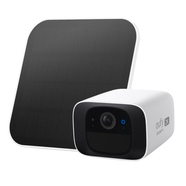 Cámara con Panel Solar Eufy by Anker - 2K / deteccion de personas y movimiento - 1/2.7" Progressive Scan CMOS - Lente 2.8 mm | WDR | IR 10 m - Compresión  H.264/H.265 - Apta para exterior