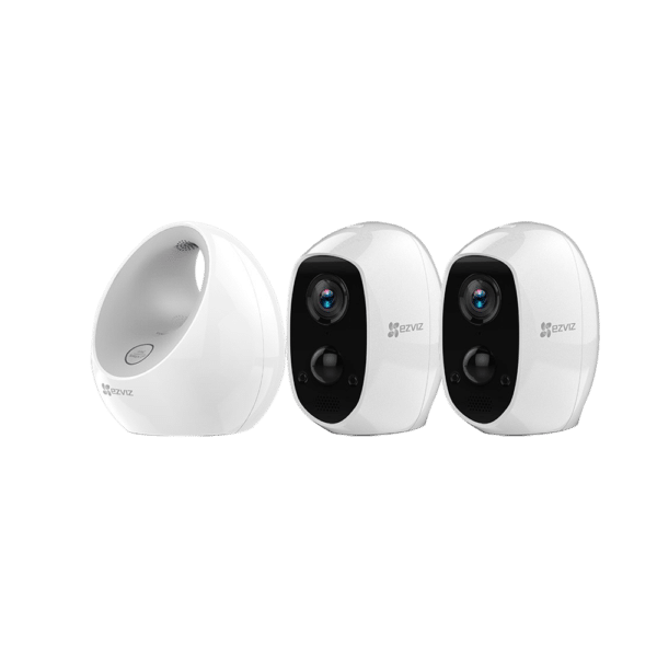 Kit Duo Pack Ezviz - Base + 2 Cámaras C3A - Soporta hasta 6 cámaras - Alarga la autonomía - Sirena integrada 100dB - App Ezviz y conexión P2P