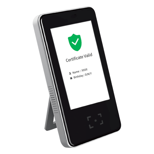 Lector Green Pass QR | Pasaporte COVID EU - Conexión Ethernet y WiFi | Multidioma - Verifica todo tipo de certificados Covid - Autenticación con Servidores de países UE - Plug&Play | Instalación en pared o superficie - Salida de relé para puertas o alarma