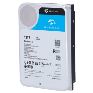 Disco duro Seagate Skyhawk AI - Capacidad 12 TB - Interfaz SATA 6 Gb/s - Hasta 32 transmisiones de inteligencia artificial - Modelo ST12000VE001 - Especial para Videograbadores de red (NVR)