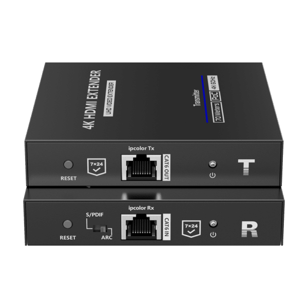 Extensor activo HDMI - Emisor y receptor - Alcance 70 m - Sobre cable UTP Cat 7 - Hasta 4K@60Hz - Alimentación DC 12 V
