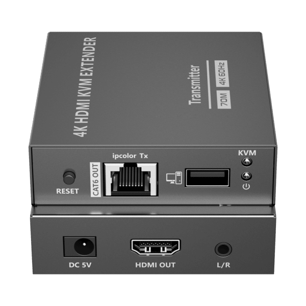 Extensor HDMI con KVM - Emisor y receptor - Alcance 70 m - Sobre cable UTP Cat 7 - Hasta 4K@60Hz - Alimentación DC 5 V