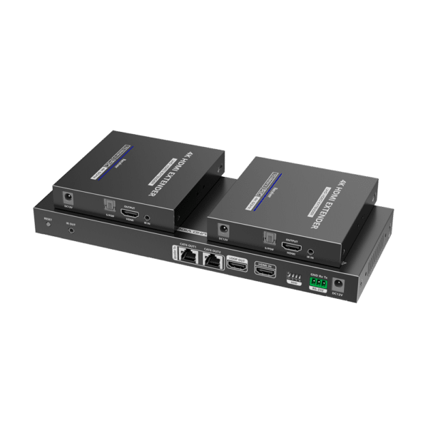 Splitter-Extensor HDMI 1x2 - 1 transmisor / 2 receptores - Resolución hasta 4K@60Hz - Alcance hasta 70m - Sobre cable UTP CAT6/6A/7 - Control RS232