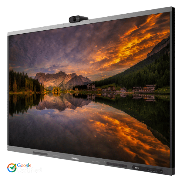 Pantalla interactiva HISENSE 86" 4K - Resolución 3840x2160 - Certificación Google - Transmisión inalámbrica - Android 13.0 - Cámara