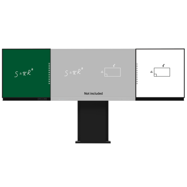 Compatible con interactiva IB-TE-YL-86E2  - Pizarra lateral izquierda para tiza  - Pizarra lateral derecha para rotulador - Digitalización de escritura en Windows - Soporte pared-suelo regulable