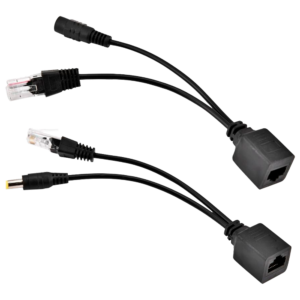 Inyector y Splitter PoE pasivo - Requiere utilizar la pareja incluida - Entrada y salida hasta 48 V - Conectores RJ45 y jack alimentación - Hasta 100 metros UTP - Color negro