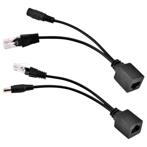 Inyector y Splitter PoE pasivo - Requiere utilizar la pareja incluida - Entrada y salida hasta 48 V - Conectores RJ45 y jack alimentación - Hasta 100 metros UTP - Color negro