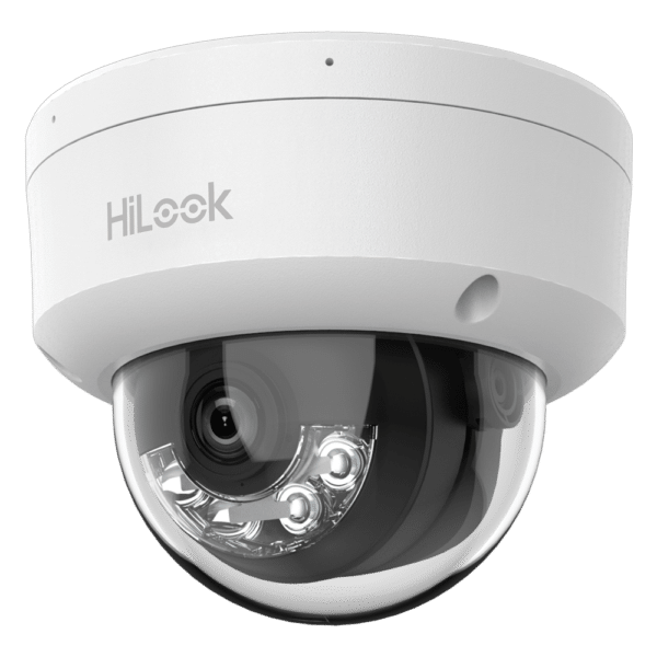 HiLook - Cámara Domo IP - Resolución 4 Megapixel (2560x1440) - Lente 2.8 mm | Micrófono integrado - Luz híbrida 30 m | PoE IEEE802.3af - Detección de movimiento 2.0 | IP67 | IK08