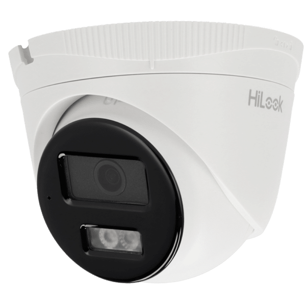 HiLook - Cámara Turret IP - Resolución 8 Megapixel (3840x2160) - Lente 2.8 mm | Micrófono integrado - Luz híbrida 30 m | PoE IEEE802.3af - Detección de movimiento 2.0 | IP67