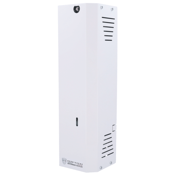 Generador de niebla Defendertech - 2 relés Ajax instalados para armado y disparo - 200 m3 en 60" - Batería no incluída - Hasta 3.5 minutos de capacidad - No deja rastros después del disparo