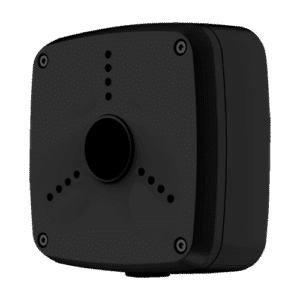 Caja de conexiones - Para cámaras bullet o domos - Apto para uso exterior - Instalación en techo o pared - Color negro - Pasador de cables