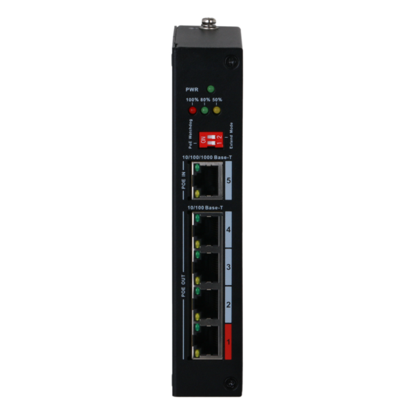 Dahua - Extensor PoE  - Permite ampliar el alcance de la alimentación POE - Velocidad 4x 10/100Mbps + 1x 10/100/1000Mbps - 4 Puertos PoE Out FE + 1 Puerto PoE In GE - 3x Puertos PoE+ 802.3af/at + 1 Puerto Hi-PoE