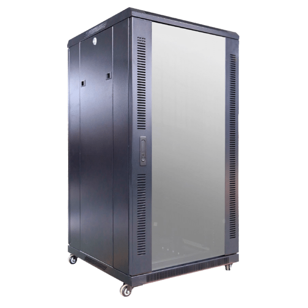 Armario rack para suelo - Hasta 22U rack de 19"(600*600) - Hasta 800 Kg de carga - Con ventilación y pasacables - 2 ventiladores