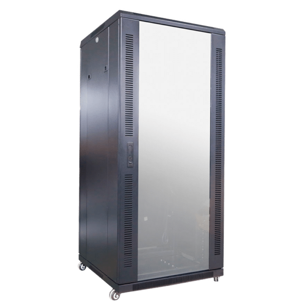Armario rack para suelo - Hasta 27U rack de 19"(600*600) - Hasta 800 Kg de carga - Con ventilación y pasacables - 2 ventiladores