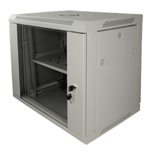 Armario rack para pared - Hasta 9U rack de 19" - Hasta 100 Kg de carga - Con ventilación y pasacables - Ventilador