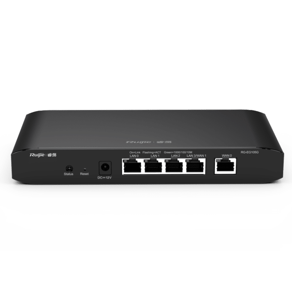 Reyee Router Controlador Cloud -  5 Puertos RJ45 10/100 /1000 Mbps - Admite hasta 2 WAN para failover o balanceo - Hasta 500Mbps de ancho de banda - Servidor VPN IPSec
