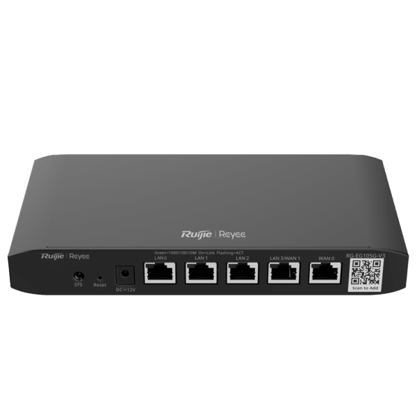 Reyee Router Controlador Cloud - 5 Puertos RJ45 10/100 /1000 Mbps - Admite hasta 2 WAN para failover o balanceo - Hasta 600 Mbps de ancho de banda - Servidor VPN IPSec