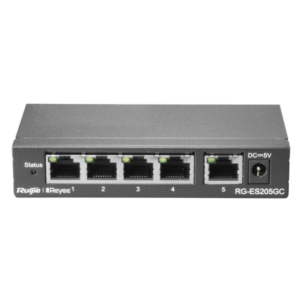Reyee Switch Cloud - 5 puertos RJ45 Gigabit - Velocidad de puertos 10/100/1000 Mbps - Plug & Play - VLAN/Port Isolation/Loop Detection - Port Speed Limit