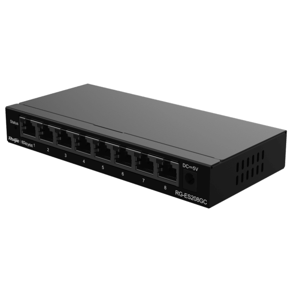 Reyee Switch Cloud - 8 puertos RJ45 Gigabit - Velocidad de puertos 10/100/1000 Mbps - Plug & Play - VLAN/Port Isolation/Loop Detection - Port Speed Limit