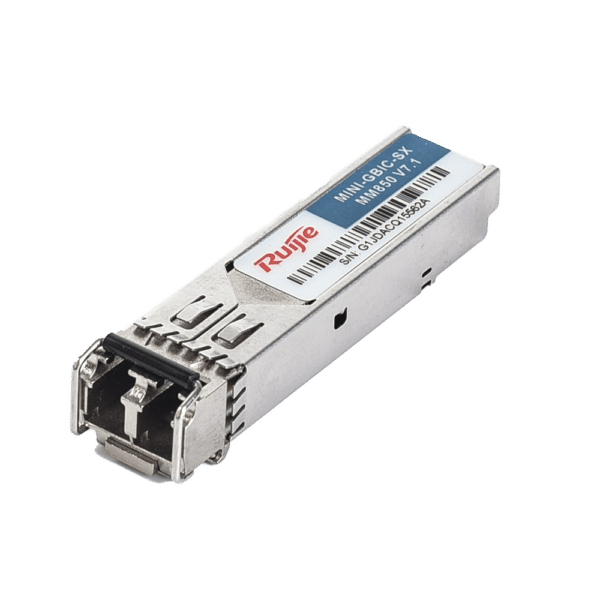 Ruijie Módulo transceptor SFP - Longitud de Onda 850 nm - Fibra multimodo - Conector LC dúplex - Máxima distancia 550 m - 1.25Gb/s - 1000Base-SX