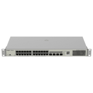 Reyee Switch PoE Cloud Capa 2 - 24 puertos PoE Gigabit+ 4 SFP Gigabit - 30W por puerto 802.3af/at  / Máximo 370W - Static LAG/DHCP Snoop/IGMP Snoop/Port Mirror - VLAN/Port Isolation/STP/RSTP/ACL/QoS/LACP/SNMP - Enrackable