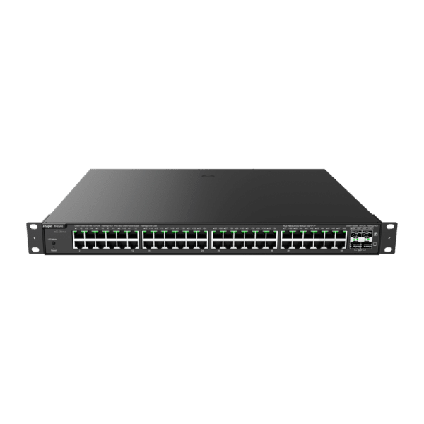 Reyee Switch PoE Cloud Capa 2 - 48 puertos PoE Gigabit + 4 SFP Gigabit - 30W por puerto 802.3af/at  / Máximo 370W - Static LAG/DHCP Snoop/IGMP Snoop/Port Mirror - VLAN/Port Isolation/STP/RSTP/ACL/QoS/LACP/SNMP - Enrackable