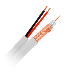 Cable Combinado - RG59 + alimentación - Rollo de 100 metros - Cubierta color blanco - Diámetro exterior 9.0 mm - Bajas pérdidas