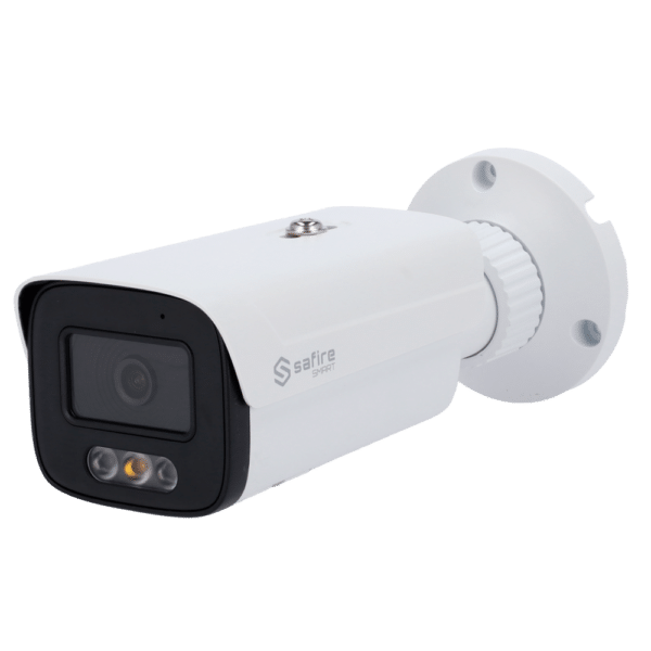 Safire Smart - Cámara Bullet IP gama E1 Inteligencia Artificial - Resolución 8 Megapixel (3840x2160) - Lente 2.8 mm | Audio IN | IR y Luz Blanca 50m - AI: Clasificación de humano y vehículo - Impermeabilidad IP67 | PoE (IEEE802.3af) | P2P