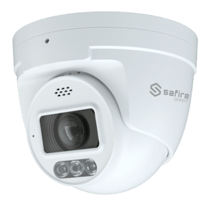 Safire Smart - Cámara Turret IP gama I1 con Disuasión activa - Resolución 4 Megapíxel (2566x1440) - Lente 2.8 mm | MIC & Speaker | Dual light 40m - AI: Clasificación de humano y vehículo - Impermeabilidad IP67 | PoE (IEEE802.3af)